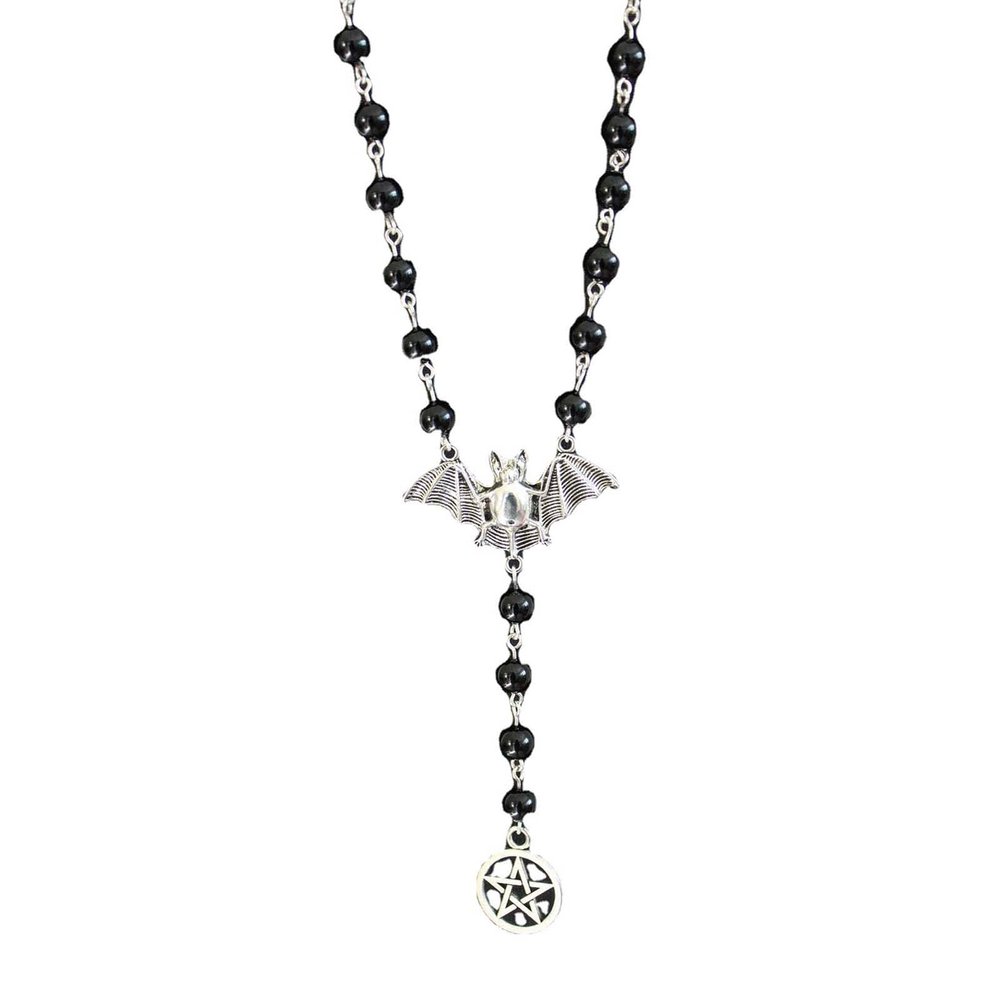 QIXIAMO Silver Flying Bat Necklace - Gothic, Punk Style - Women's Fashion Jewelry - Halloween, Special Occasions - Alloy, Nickel-Free, Cadmium-Free