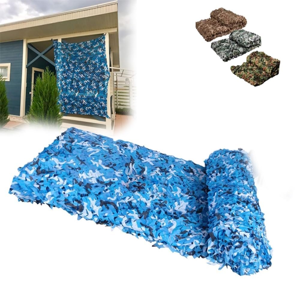 NILZA Blue Camo Net Military Camouflage Netting Camouflage Net Sunshade Camo Netting, Ocean Shade Fence Net for Camping Hunting Theme Party Decoration 6x10m 7x10m 8x10m 10x10m(3X9m)