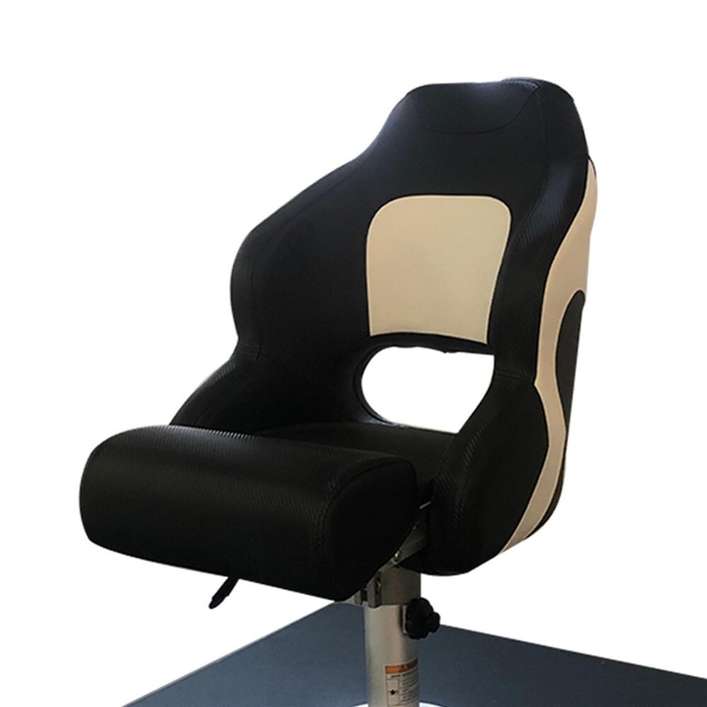 UNKOMN Marine Hardware Boat Accessories Marine Folding Seat Boat Fishing Pro Casting Deck Seat Boat Bike Butt Chair(Black and Khaki)
