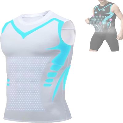 YJFZYYJJ Men Compression Shirt, 2024 New Version Ionic Shaping Sleeveless Vest for for Men to Build a Perfect Body (White,XXL,XX-Large)