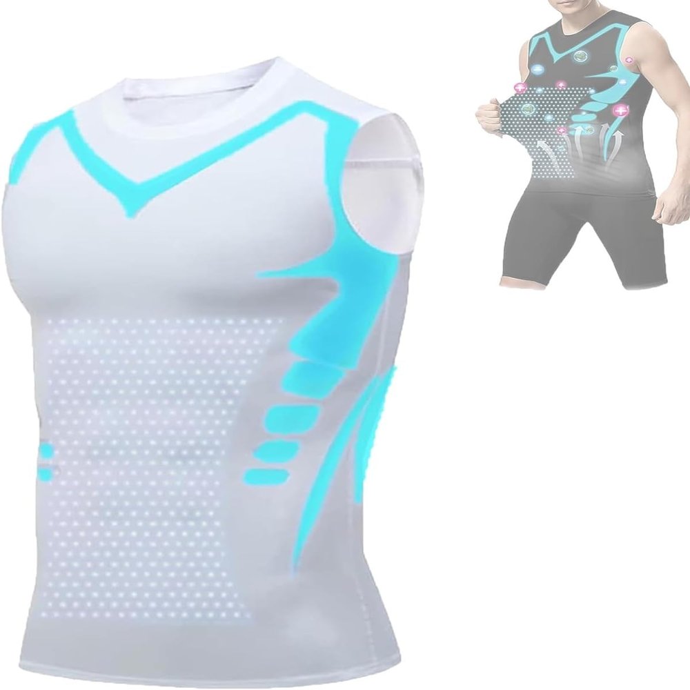 YJFZYYJJ Men Compression Shirt, 2024 New Version Ionic Shaping Sleeveless Vest for for Men to Build a Perfect Body (White,XXL,XX-Large)