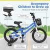 COSTWAY Kids Bike, 16 Inch Toddler Bike for Boys & Girls Aged 3-8 Years Old, Kids Bicycle w/Removable Training Wheels, Handbrake & Coaster Brake, Basket, Bell (Blue, Graffiti Pattern) view 4