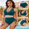 Blooming Jelly Women Tummy Control Swimsuits One Piece Modest Bathing Suit Slimming V Neck Swim Suits 2024 (M, Blue Green) view 4
