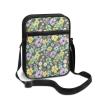 TODIYADDU Purple Green Flowers Messenger Bag for Women Mini Shoulder Bag with Adjustable Straps Lightweight Sling Purse Chest Bag for Daily Items Portable Crossbody Phone Bag Trendy Handbags-1 view 1