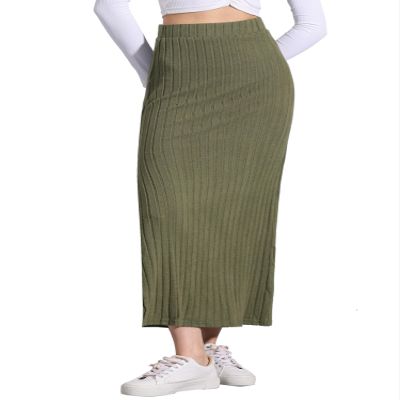 Allegra K Knit Long Pencil Skirts for Women's Bodycon Ribbed Sweater Maxi Skirt with Slit X-Small Army Green