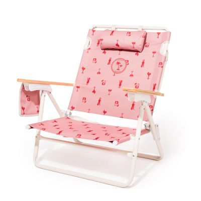 Business & Pleasure Co. Margaritaville Manana Backpack Beach Chair Lay Flat Reclining, Lightweight & Portable, Insulated Cooler Pocket, Strawberry Daiquiri Marg