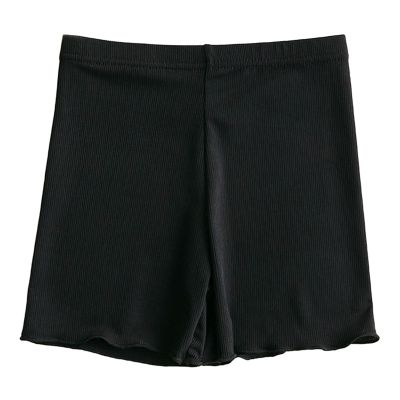 Kids Little Girls afety Shorts Solid Bottom Anti Glare Ribbed 3/4 Pants Cotton Breathable Athletic (Black, 4-5 Years)