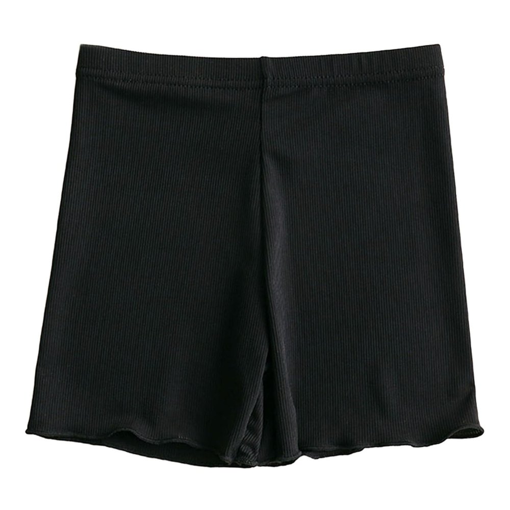 Kids Little Girls afety Shorts Solid Bottom Anti Glare Ribbed 3/4 Pants Cotton Breathable Athletic (Black, 4-5 Years)