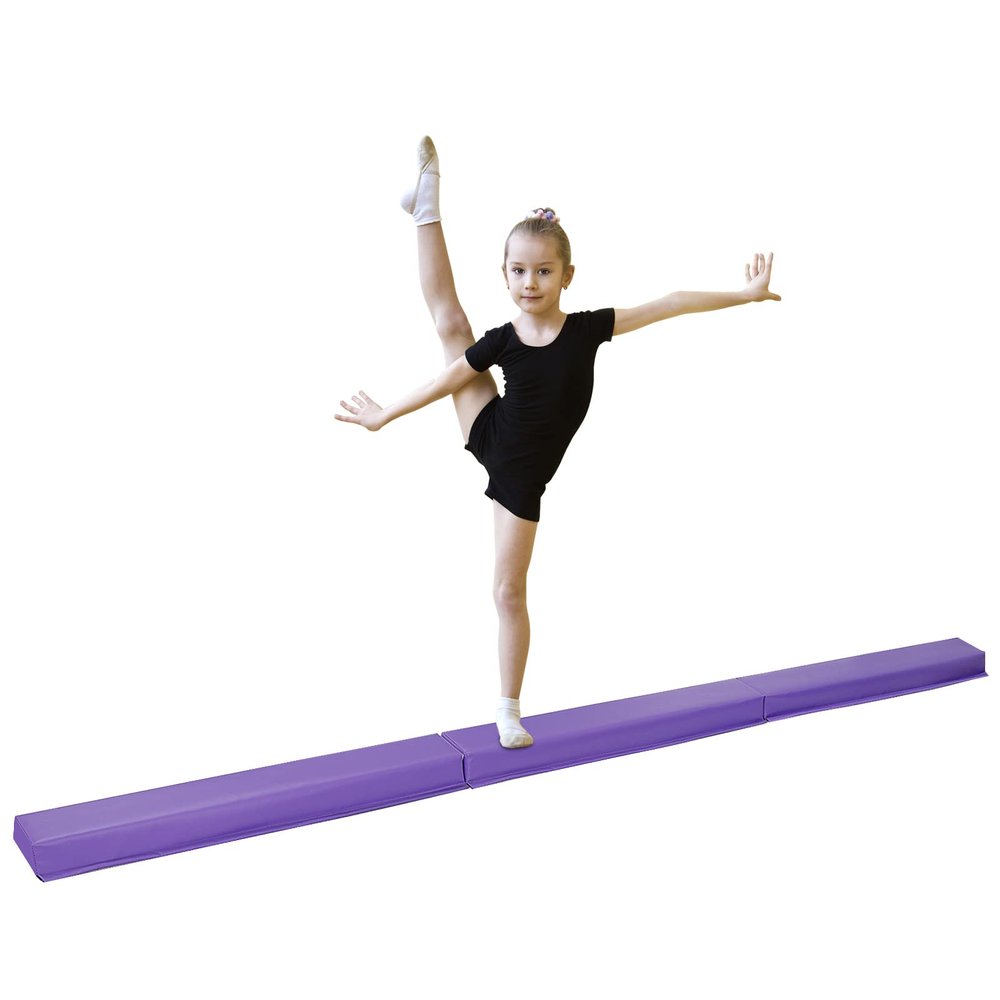 Nova Microdermabrasion 9 FT Folding Gymnastics Balance Beam for Kids Home Use Anti Slip Foam Floor Balance Beam Foldable Gymnastics Floor Beam (Purple, 9FT)