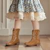 PANDANINJIA Girls Toddler Cowgirl Boots Riding Round Toe Boys Cowboy Boot Little Kids Short Calf Western Cowgirl Booties(Brown Pu 3 M US Little Kid) view 3