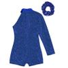Xnihocha Kids Girls Sparkly Sequin Gymnastics Leotard One Shoulder Long Sleeve Bodysuit with Hair Tie Jazz Dancewear Blue 6 Years view 4
