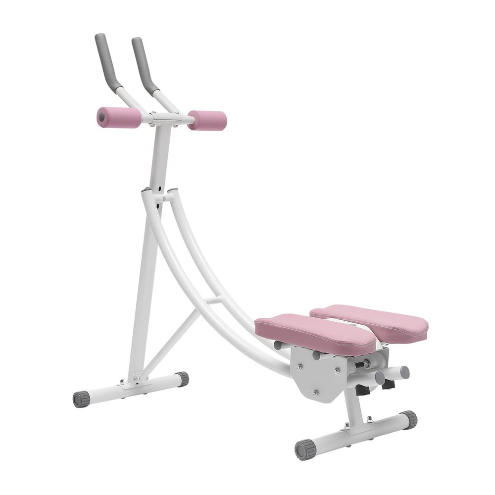 Ab Machine, Ab Workout Equipment for Home Gym, Foldable Core & Abdominal Exercise Machine, Ab Trainer Women Exercise Fitness Equipment with LED Monitor, 150kg/330lbs Weight Capacity (Pink)