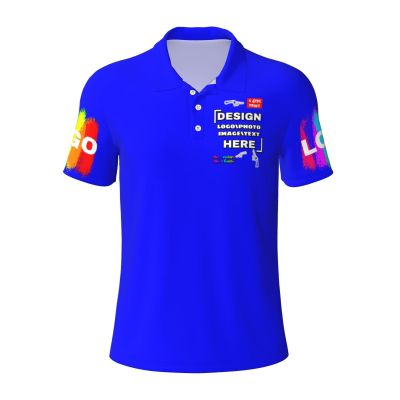 Custom T Shirts Add Your Own Image Text T Shirts Perfect for Golf Fishing Tennis Personalized Design 4 Side Print Custom Polo Shirts for Man Custom Gift 4X-Large Blue