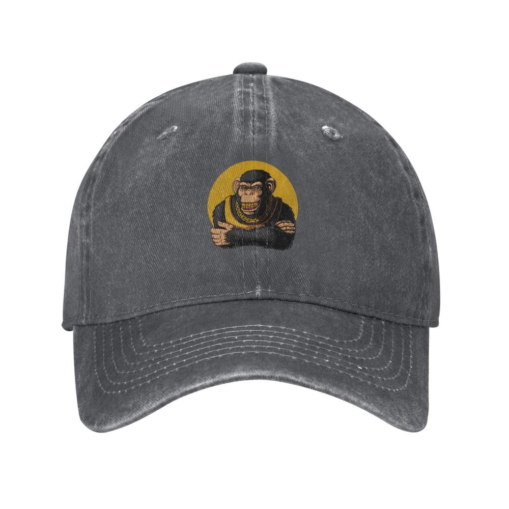 A Monkey Smiling with Golden Teeth Baseball Cap for Men Women Vintage Trucker Hat Golf Hats Dad Hat