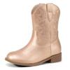 PANDANINJIA Girls Toddler Cowgirl Boots Riding Round Toe Boys Cowboy Boot Little Kids Short Calf Western Cowgirl Booties(Champagne Pu 2 M US Little Kid) view 1