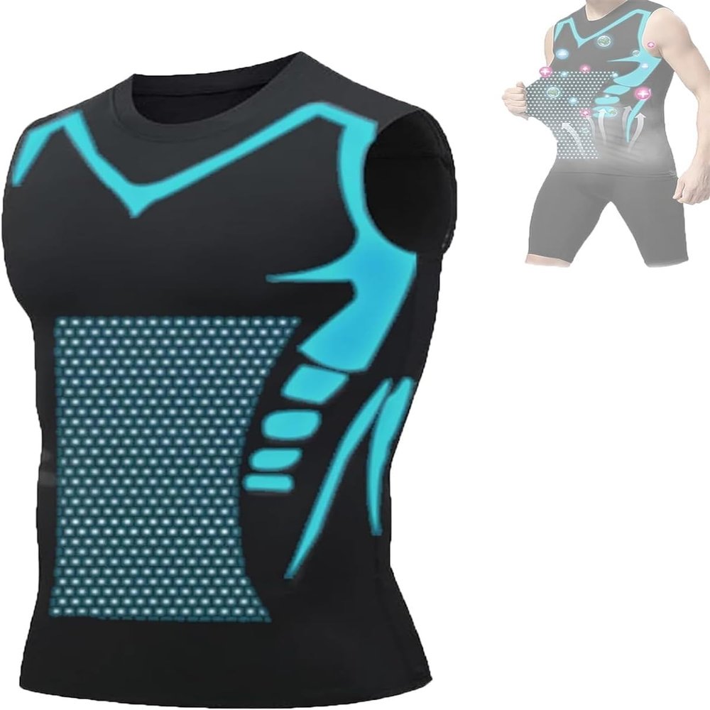 YJFZYYJJ Men Compression Shirt, 2024 New Version Ionic Shaping Sleeveless Vest for for Men to Build a Perfect Body (Black,L,Large)