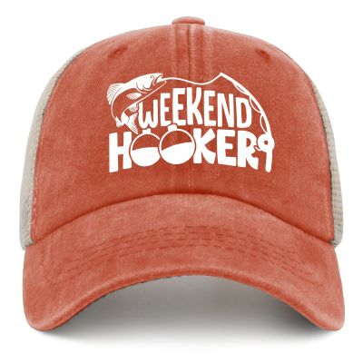 NineFit Basics Weekend Hooker Hat Womens Humor Fishing Lover Denim Hats for Men Trucker Hat Saffron Ball Cap Funny for Drivers