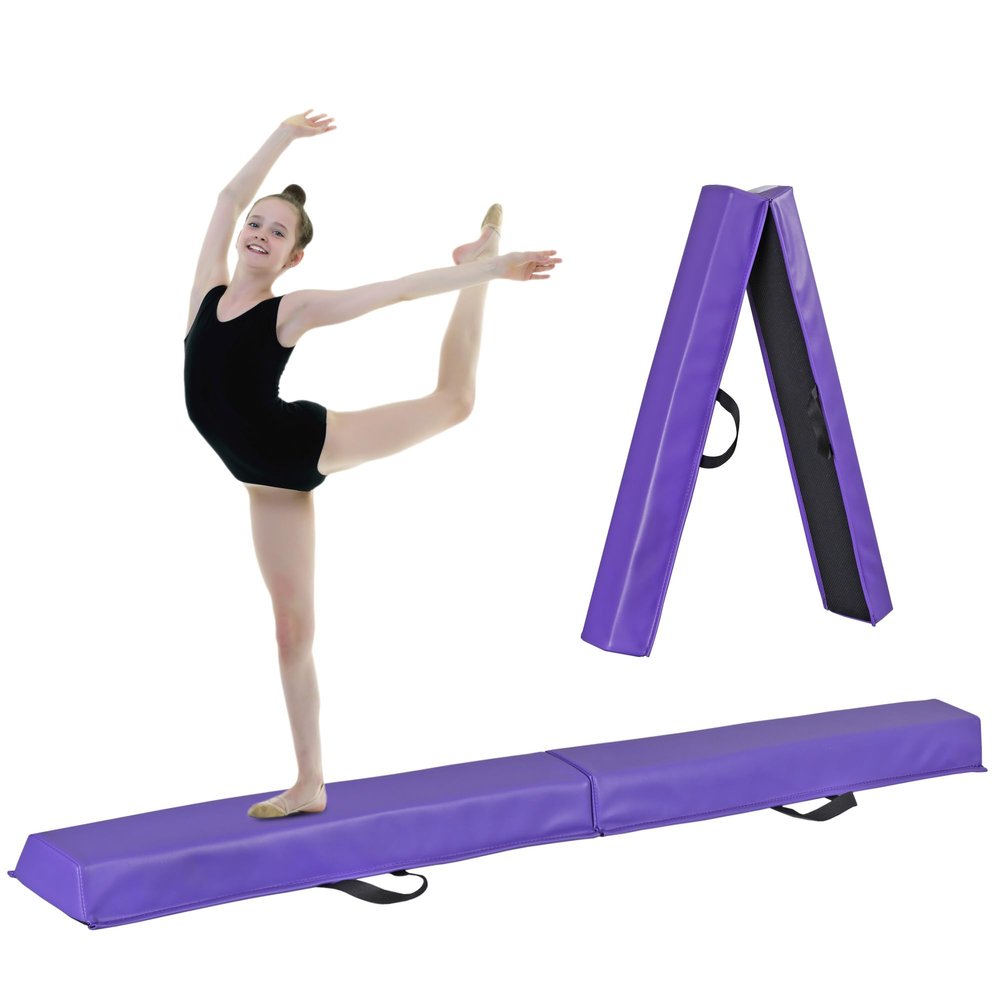 Nova Microdermabrasion 6 FT Folding Gymnastics Balance Beam for Kids Home Use Anti Slip Foam Floor Balance Beam Foldable Gymnastics Floor Beam