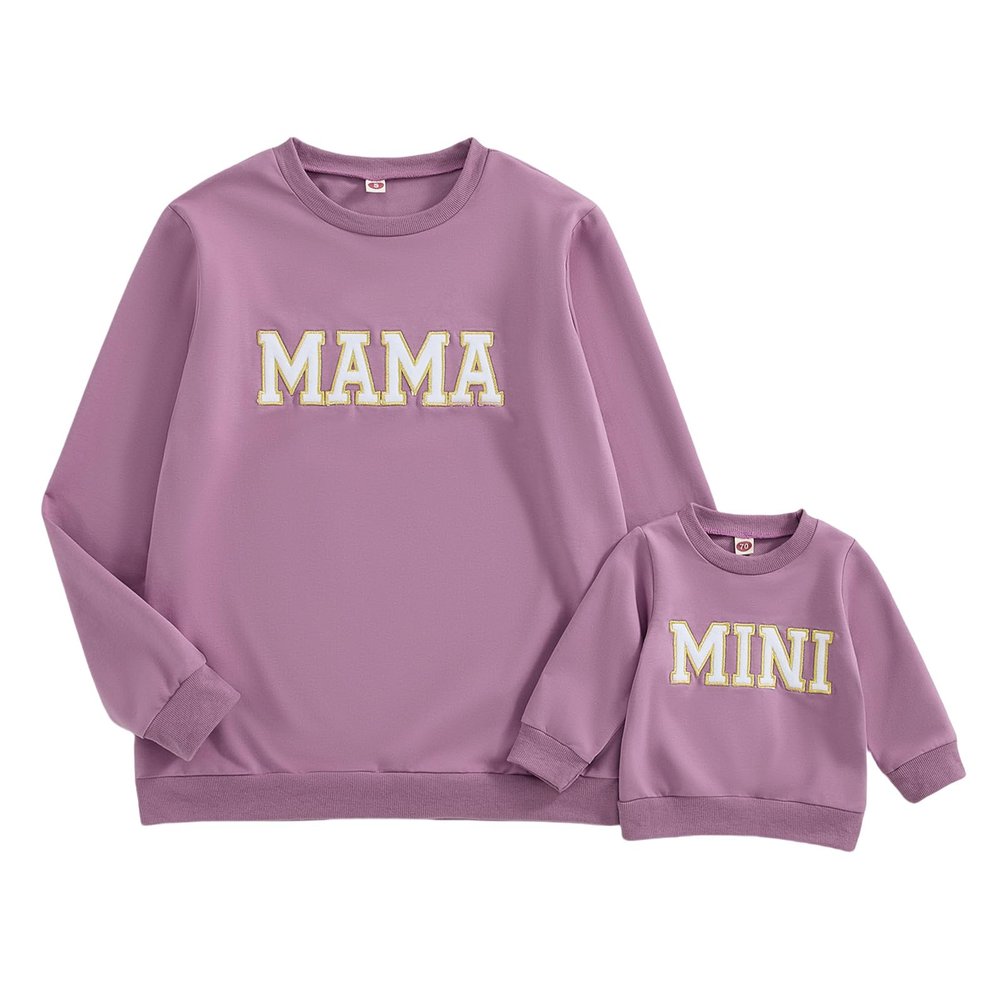 Winioder Mommy and Me Matching Outfits Mama and Mini Long Sleeve Crewneck Sweatshirt Halloween Mother Baby Matching Clothes(Baby,Purple,2-3T)
