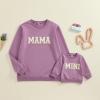 Winioder Mommy and Me Matching Outfits Mama and Mini Long Sleeve Crewneck Sweatshirt Halloween Mother Baby Matching Clothes(Baby,Purple,2-3T) view 2