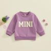 Winioder Mommy and Me Matching Outfits Mama and Mini Long Sleeve Crewneck Sweatshirt Halloween Mother Baby Matching Clothes(Baby,Purple,2-3T) view 3