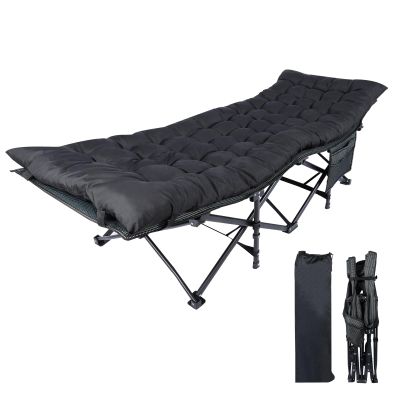 Adults, Foldable Outdoor with Portable Bag, Bed Lightweight Sleeping Cots for Camping, Easy to Set, Black