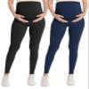 WELL&JUST Maternity Leggings Over The Belly - 2 Packs Ultra Soft & Breathable Pregnancy Active Wear for Workout Casual, High Waist Yoga Tights, S view 1