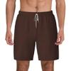 Sipumia Mens Solid Swimming Trunks with Compression Liner 2 in 1 Quick-Dry Beach Swim Shorts with Pockets Brown XXXL view 1