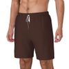 Sipumia Mens Solid Swimming Trunks with Compression Liner 2 in 1 Quick-Dry Beach Swim Shorts with Pockets Brown XXXL view 2