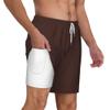 Sipumia Mens Solid Swimming Trunks with Compression Liner 2 in 1 Quick-Dry Beach Swim Shorts with Pockets Brown XXXL view 3