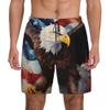 Sipumia Mens US-Flag Eagle Printed Swim Trunks with Compression Liner Quick Dry 2 in 1 Board Shorts with Pockets Colour-16 XXXL view 1