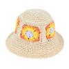 AISI Women Girls Colorful Straw Woven Beach Hat Handmade Crochet Foldable Summer Sun Hat, 6913+beige view 1