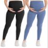 WELL&JUST Maternity Leggings Over The Belly - 2 Packs Ultra Soft & Breathable Pregnancy Active Wear for Workout Casual, High Waist Yoga Tights, XL view 1