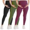 WELL&JUST Maternity Leggings Over The Belly - 3 Packs Ultra Soft & Breathable Pregnancy Active Wear for Workout Casual, High Waist Yoga Tights, S view 1