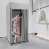 JAYGOVAN Clothing Store Fitting Room 393978 inch Clothing Store Fitting Room with Shading Curtain, Portable Temporary Mobile 95% Privacy Protection Dressing Room with Castors & Hanger (Grey) view 2