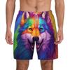 Sipumia Mens Wolf Printed Swimming Trunks with Compression Liner 2 in 1 Quick-Dry Beach Swim Shorts with Pockets Colour-04 XXL view 1