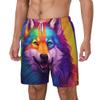 Sipumia Mens Wolf Printed Swimming Trunks with Compression Liner 2 in 1 Quick-Dry Beach Swim Shorts with Pockets Colour-04 XXL view 2