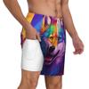 Sipumia Mens Wolf Printed Swimming Trunks with Compression Liner 2 in 1 Quick-Dry Beach Swim Shorts with Pockets Colour-04 XXL view 3