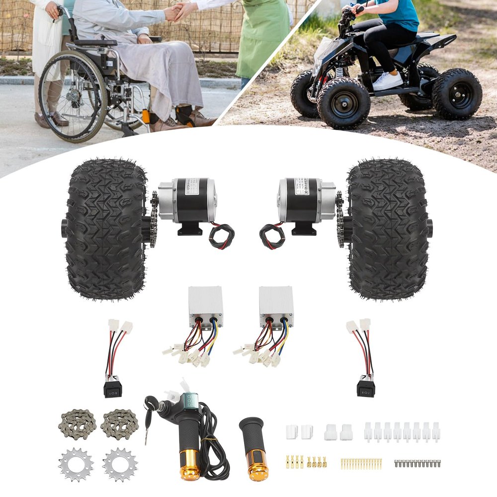36 V Electric Wheel Motor,350 W Motor Wheel,10inche Air Wheel,Brush Gear Motor for Bike Barrow,150-200 kg,10 km/h (36V 350W)