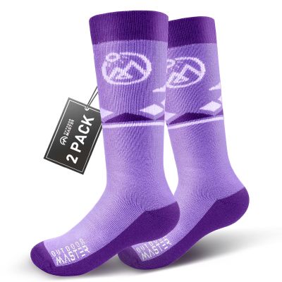 OutdoorMaster Merino Wool Ski Socks for Kids, Boys & Girls, Thermal Winter Warm Snowboarding Socks for Cold Weather