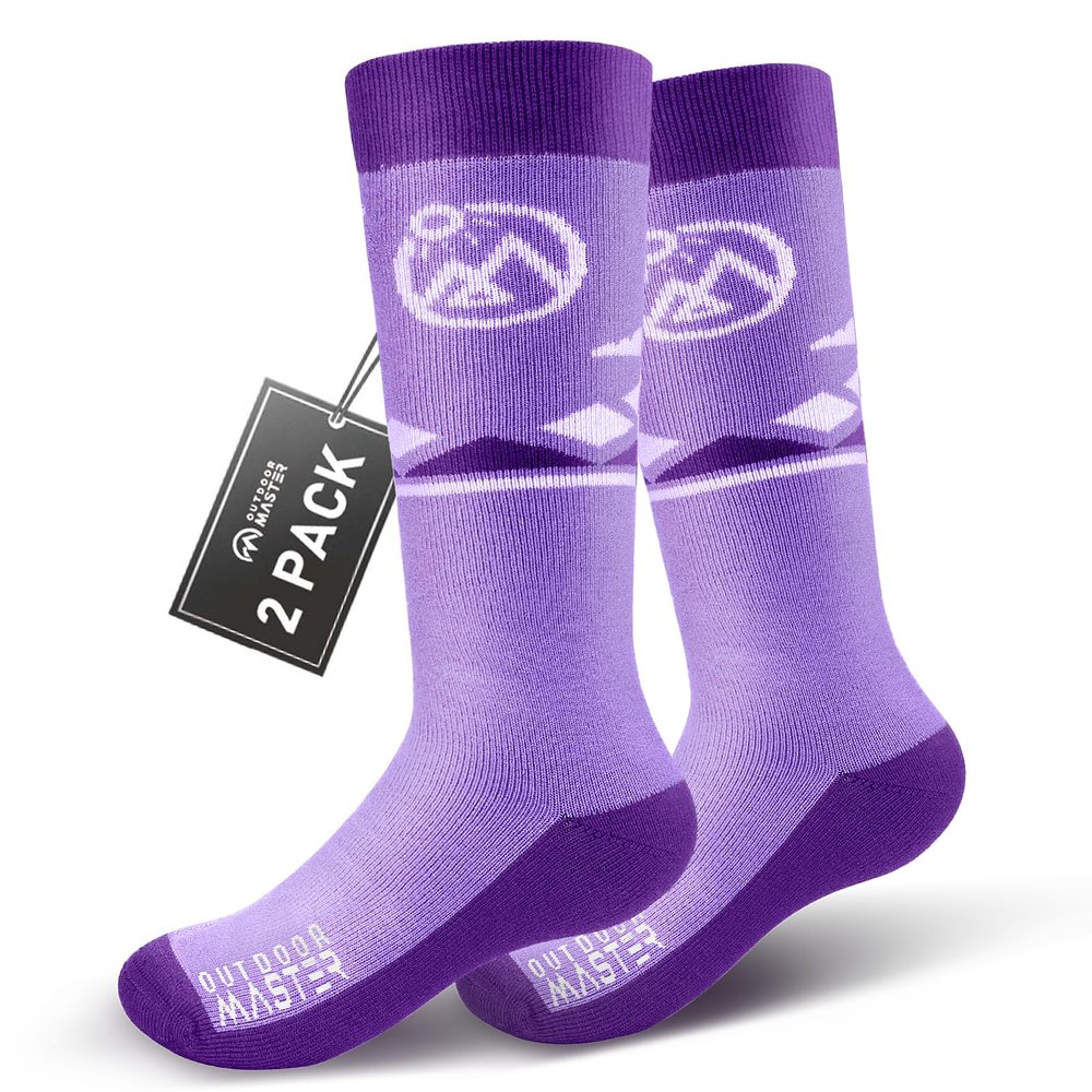 OutdoorMaster Merino Wool Ski Socks for Kids, Boys & Girls, Thermal Winter Warm Snowboarding Socks for Cold Weather
