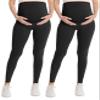 WELL&JUST Maternity Leggings Over The Belly - 2 Packs Ultra Soft & Breathable Pregnancy Active Wear for Workout Casual, High Waist Yoga Tights, XL view 1