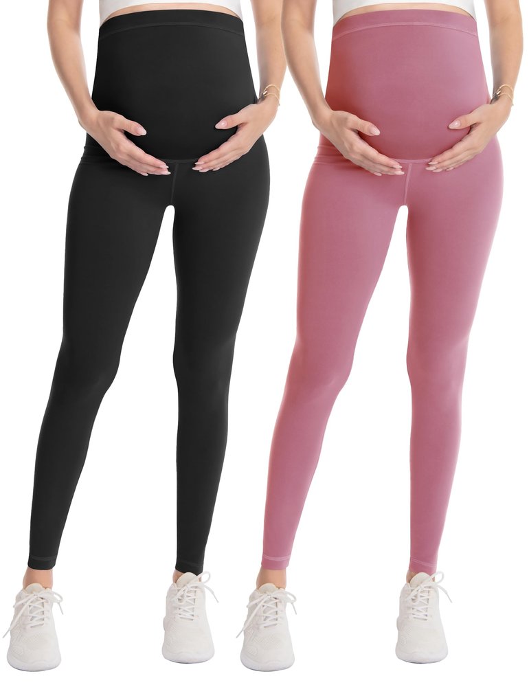 WELL&JUST Maternity Leggings Over The Belly - Ultra Soft Pregnancy Active Wear for Workout Casual, High Waist Yoga Tights