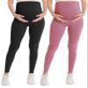 WELL&JUST Maternity Leggings Over The Belly - 2 Packs Ultra Soft & Breathable Pregnancy Active Wear for Workout Casual, High Waist Yoga Tights, XL view 1