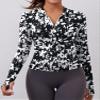 LOMON Workout Shirts Women Long Sleeve Yoga Tops Sports Running Shirts Half Zip Pullover Athletic Top Slim Fit Cropped(Black White,Medium) view 3
