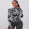 LOMON Workout Shirts Women Long Sleeve Yoga Tops Sports Running Shirts Half Zip Pullover Athletic Top Slim Fit Cropped(Black White,Medium) view 4