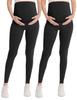 WELL&JUST Maternity Leggings Over The Belly - 2 Packs Ultra Soft & Breathable Pregnancy Active Wear for Workout Casual, High Waist Yoga Tights, S view 1