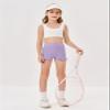 rrhss Girls Athletic Ruffle High Waisted Yoga Dance Shorts Purple, 5-6 Years view 3