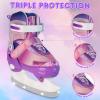 HALOSK Girls Ice Skates for Kids Boys, Adjustable Kids Skates for Outdoor Indoor Rink, Rainbow Soft and Comfortable Lining Ice Skating Shoes Ages 5-12 Youth (Rainbow Purple, Medium - Big Kids) view 3
