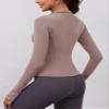 LOMON Womens Long Sleeve Workout Crop Tops Quick Dry Golf Shirt Quarter Zip Pullover Yoga Athletic Slim Fit Shirts(Brown Gray,Medium) view 2